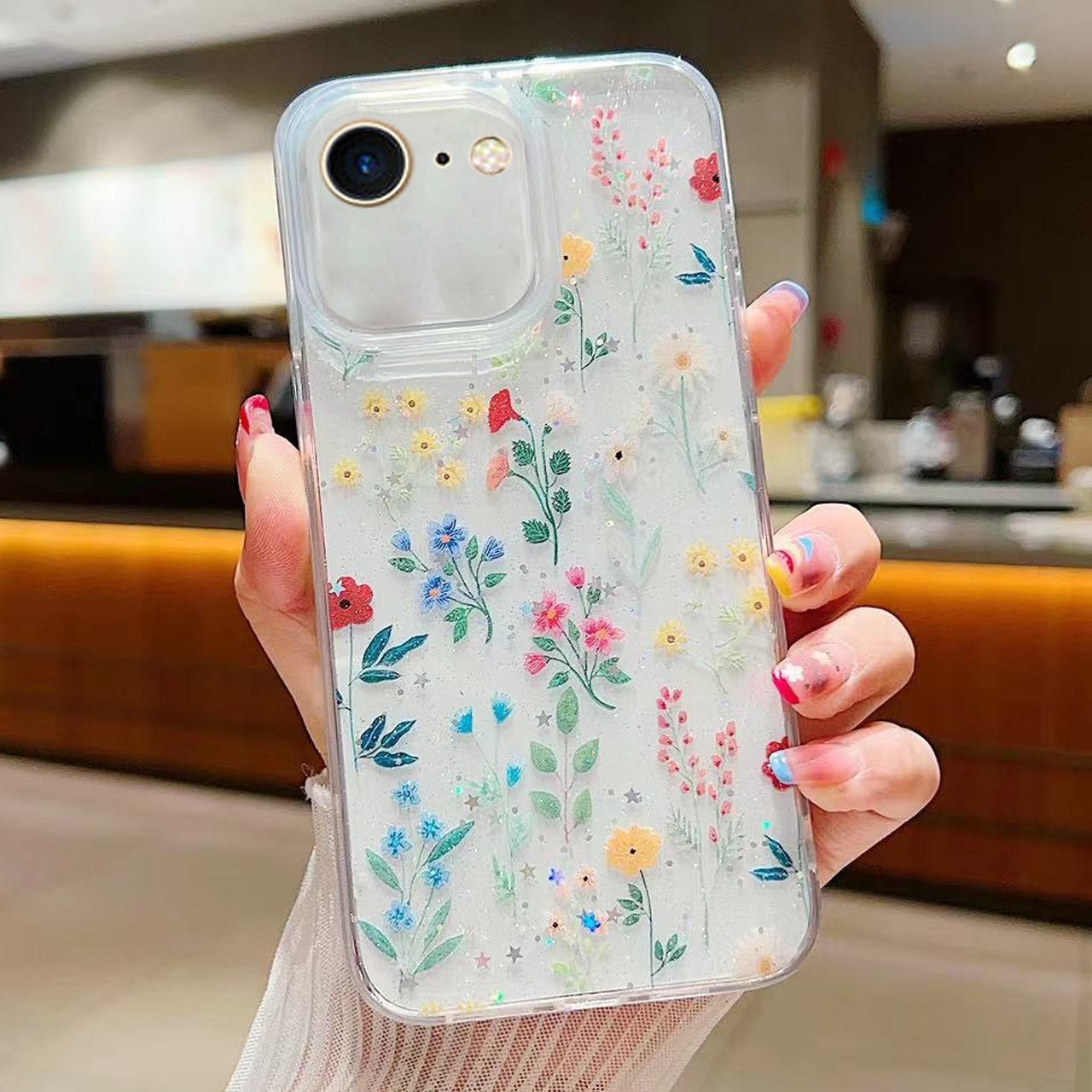 For iPhone 7 / 8 / SE 2022 Fresh Small Floral Epoxy TPU Phone Case(D04 Colorful Floral) - Shopkiz.com