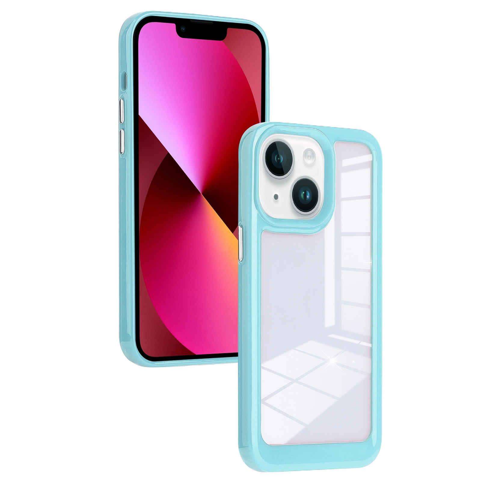 For iPhone 13 Solid Solor TPU Space Acrylic Phone Case(Blue) - Shopkiz.com