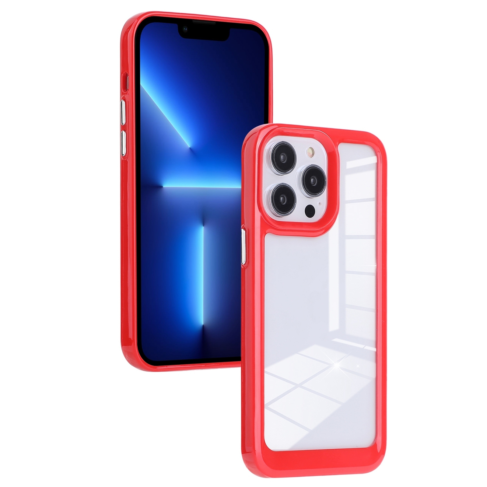 For iPhone 13 Pro Solid Solor TPU Space Acrylic Phone Case(Red) - Shopkiz.com