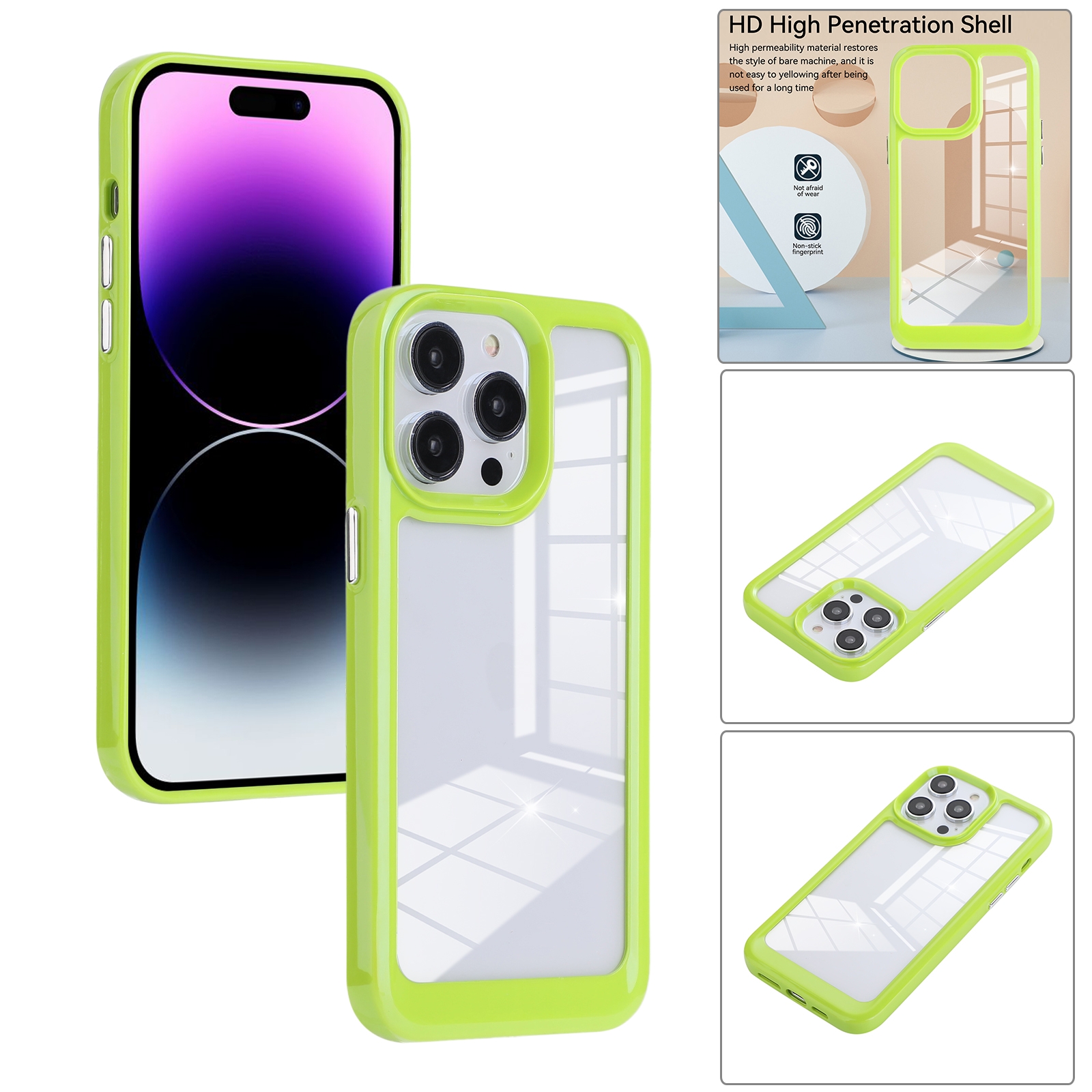 For iPhone 14 Pro Solid Solor TPU Space Acrylic Phone Case(Green) - Shopkiz.com