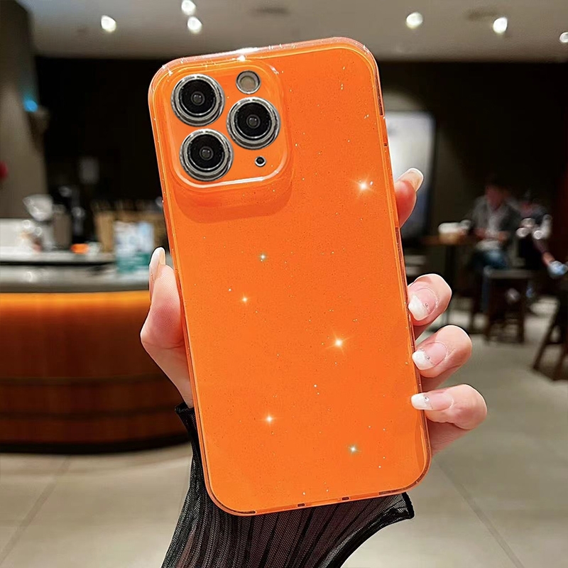 For iPhone 11 Pro Jelly Glitter Solid Color TPU Phone Case(Orange) - Shopkiz.com
