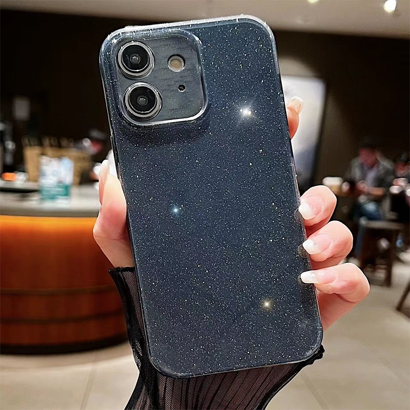 For iPhone 12 Jelly Glitter Solid Color TPU Phone Case(Black) - Shopkiz.com