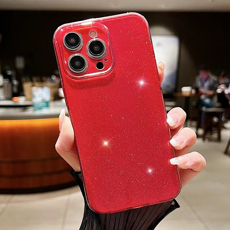 For iPhone 12 Pro Max Jelly Glitter Solid Color TPU Phone Case(Red) - Shopkiz.com