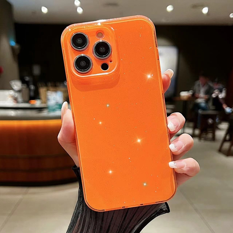For iPhone 12 Pro Max Jelly Glitter Solid Color TPU Phone Case(Orange) - Shopkiz.com