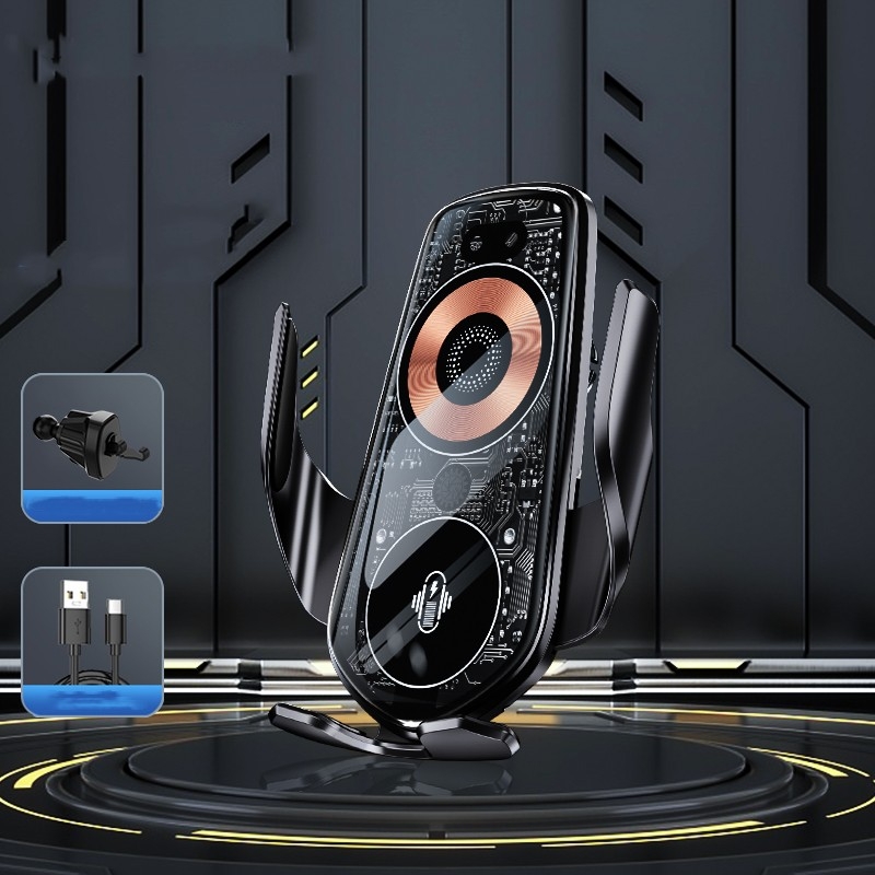 Q8 Universal Air Vent Mount Magnetic Mobile Phone Wireless Charging Car Holder without Start Button(Black) - Shopkiz.com