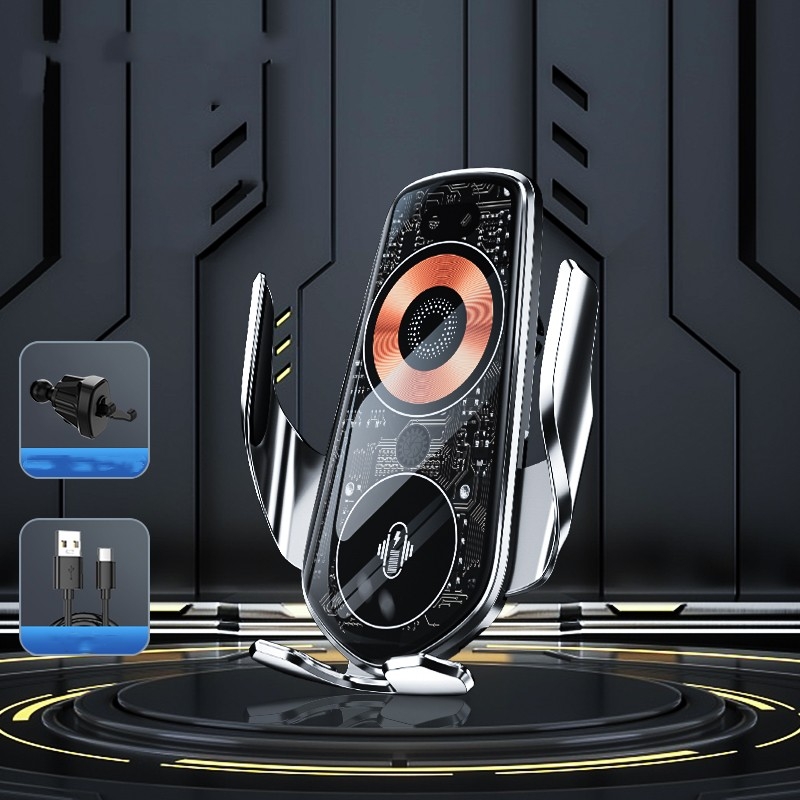 Q8 Universal Air Vent Mount Magnetic Mobile Phone Wireless Charging Car Holder without Start Button(Silver) - Shopkiz.com