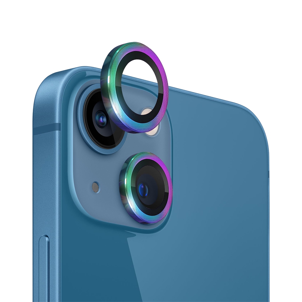 For iPhone 13 / 13 mini NORTHJO Camera Lens Tempered Glass CD Vein Metal Ring Film(Colorful) - Shopkiz.com
