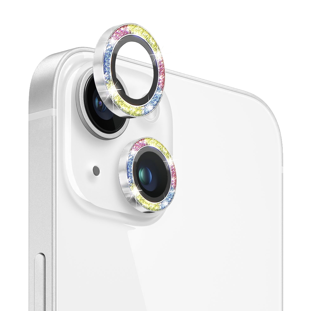 For iPhone 13 / 13 mini NORTHJO Camera Lens Tempered Glass Bling Glitter Metal Ring Film(Colorful) - Shopkiz.com