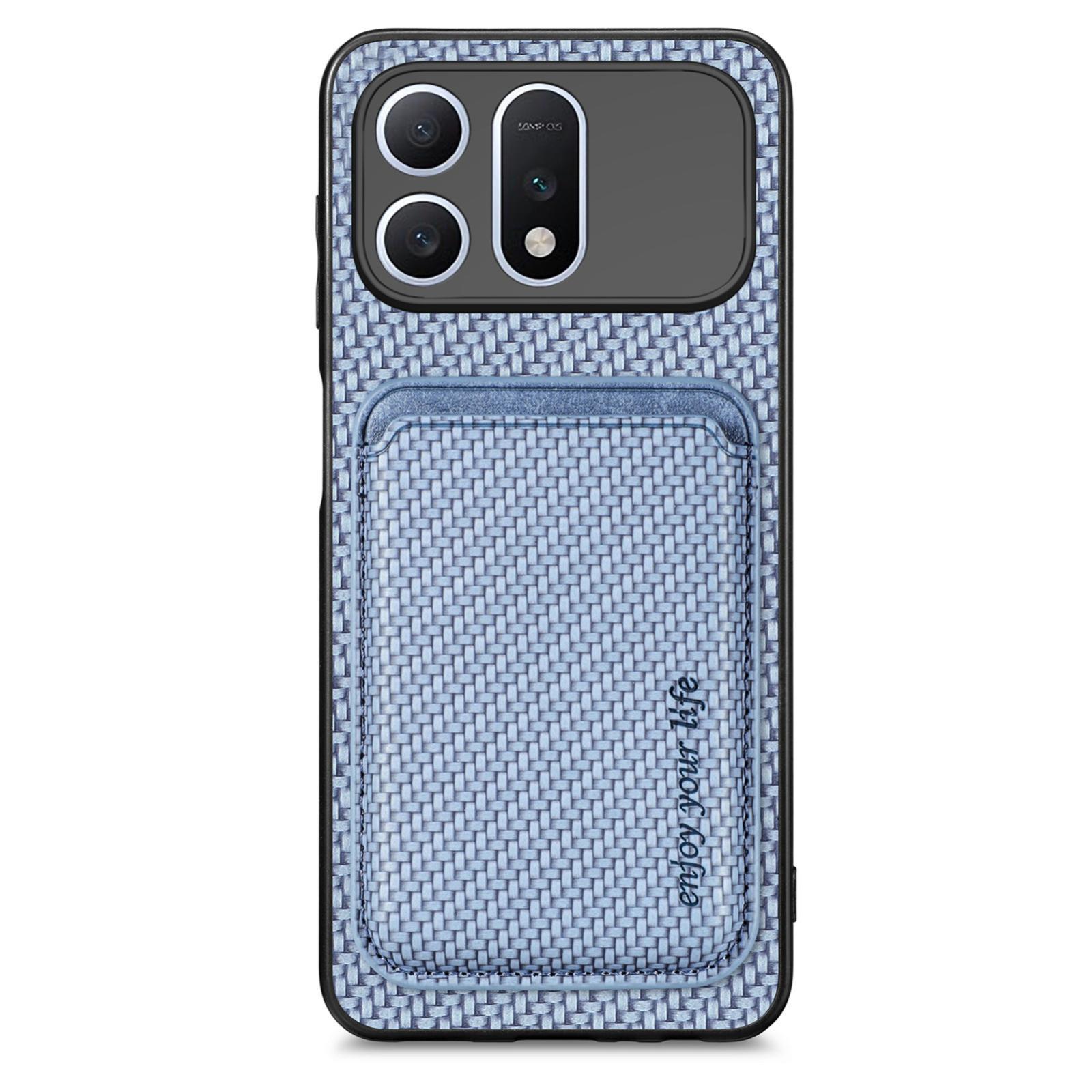 For Honor Win Turbo 5G Carbon Fiber Leather Card Magsafe Phone Case(Blue) - Shopkiz.com