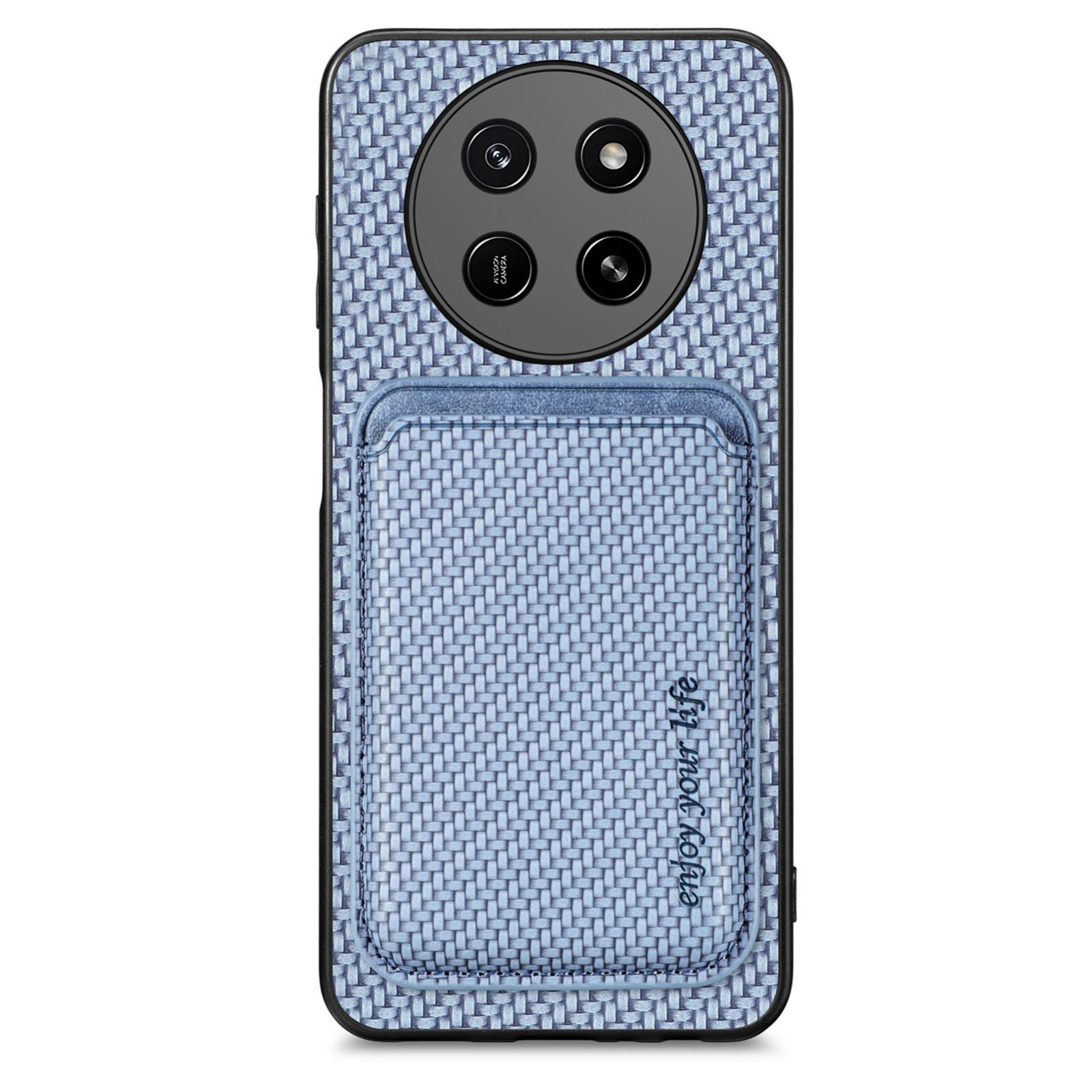 For Honor X80 Pro Max 5G Carbon Fiber Leather Card Magsafe Phone Case(Blue) - Shopkiz.com