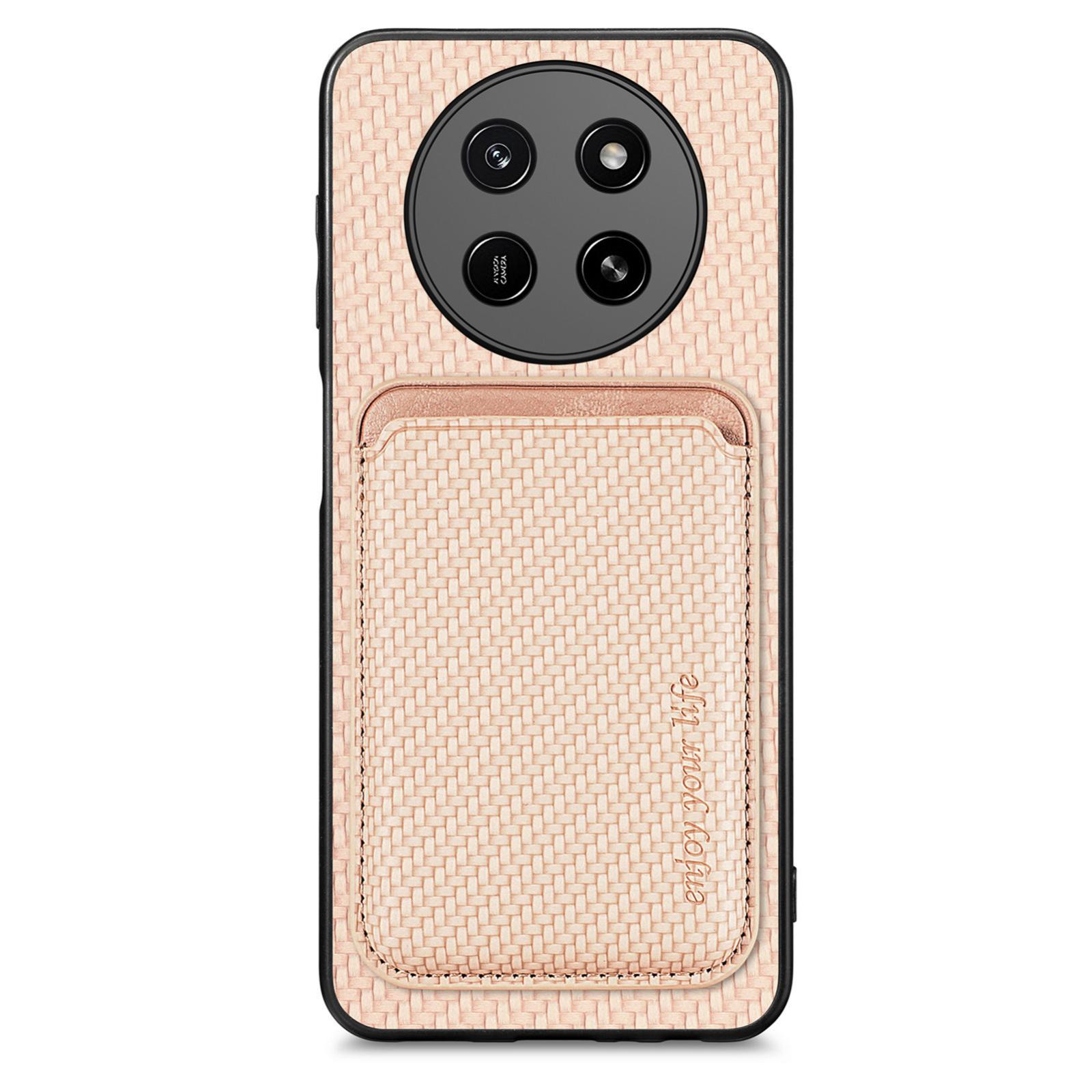 For Honor X80 Pro Max 5G Carbon Fiber Leather Card Magsafe Phone Case(Khaki) - Shopkiz.com