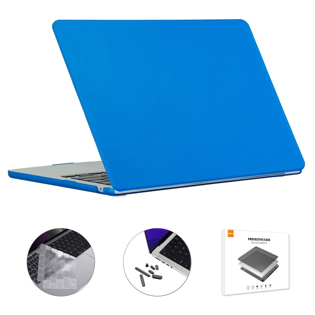For MacBook Air 15.3 A2941 ENKAY EU Version 3 in 1 Matte Protective Case with TPU Keyboard Film & Anti-dust Plugs(Dark Blue) - Shopkiz.com
