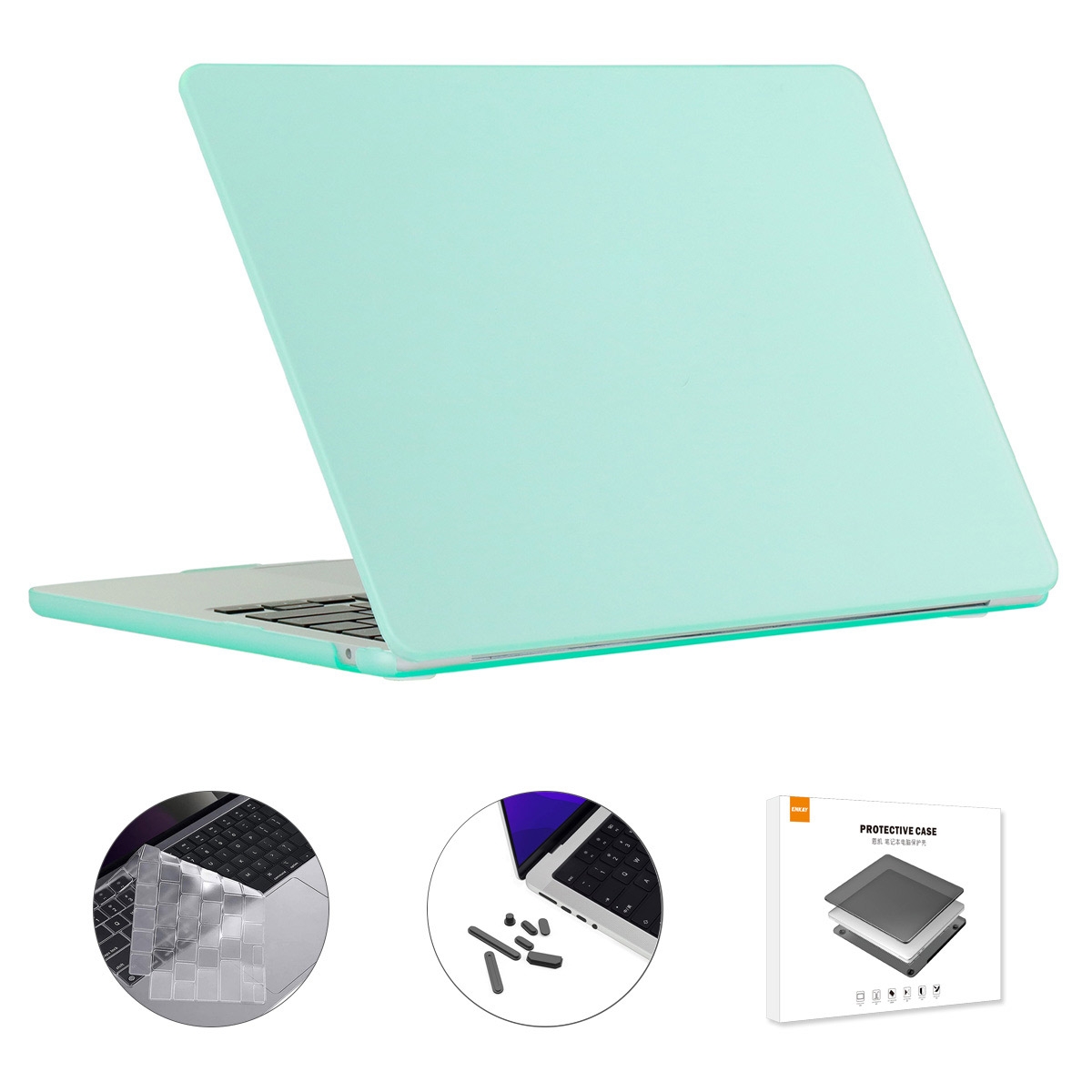 For MacBook Air 15.3 A2941 ENKAY EU Version 3 in 1 Matte Protective Case with TPU Keyboard Film & Anti-dust Plugs(Light Green) - Shopkiz.com