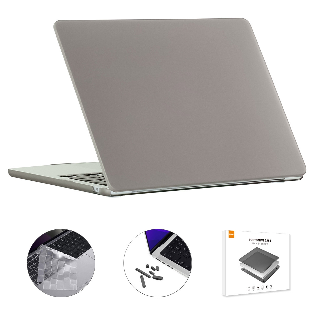 For MacBook Air 15.3 A2941 ENKAY EU Version 3 in 1 Matte Protective Case with TPU Keyboard Film & Anti-dust Plugs(Grey) - Shopkiz.com