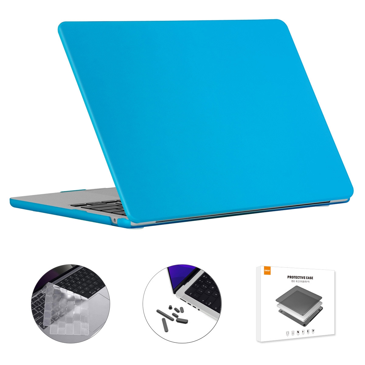 For MacBook Air 15.3 A2941 ENKAY EU Version 3 in 1 Matte Protective Case with TPU Keyboard Film & Anti-dust Plugs(Light Blue) - Shopkiz.com