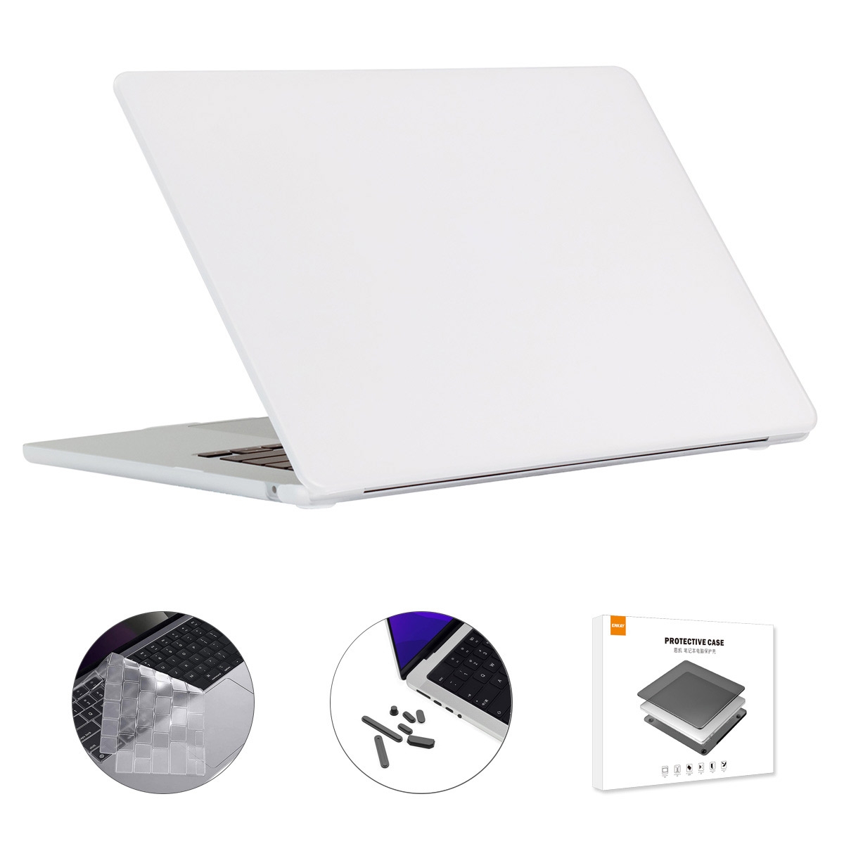 For MacBook Air 15.3 A2941 ENKAY EU Version 3 in 1 Matte Protective Case with TPU Keyboard Film & Anti-dust Plugs(White) - Shopkiz.com
