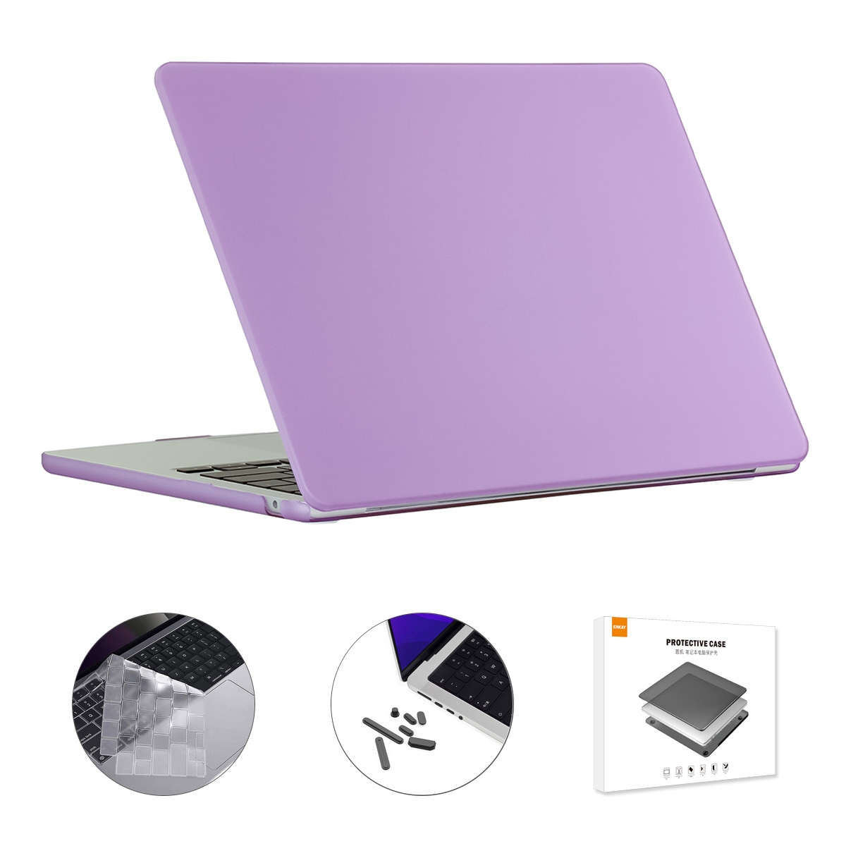 For MacBook Air 15.3 A2941 ENKAY EU Version 3 in 1 Matte Protective Case with TPU Keyboard Film & Anti-dust Plugs(Purple) - Shopkiz.com