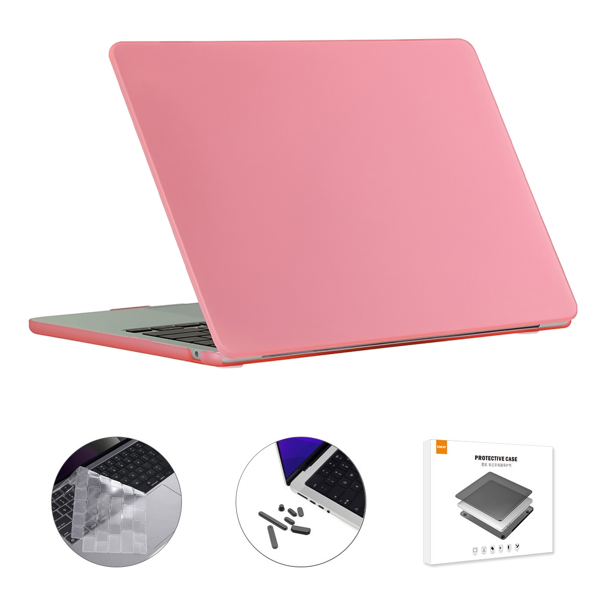 For MacBook Air 15.3 A2941 ENKAY EU Version 3 in 1 Matte Protective Case with TPU Keyboard Film & Anti-dust Plugs(Pink) - Shopkiz.com