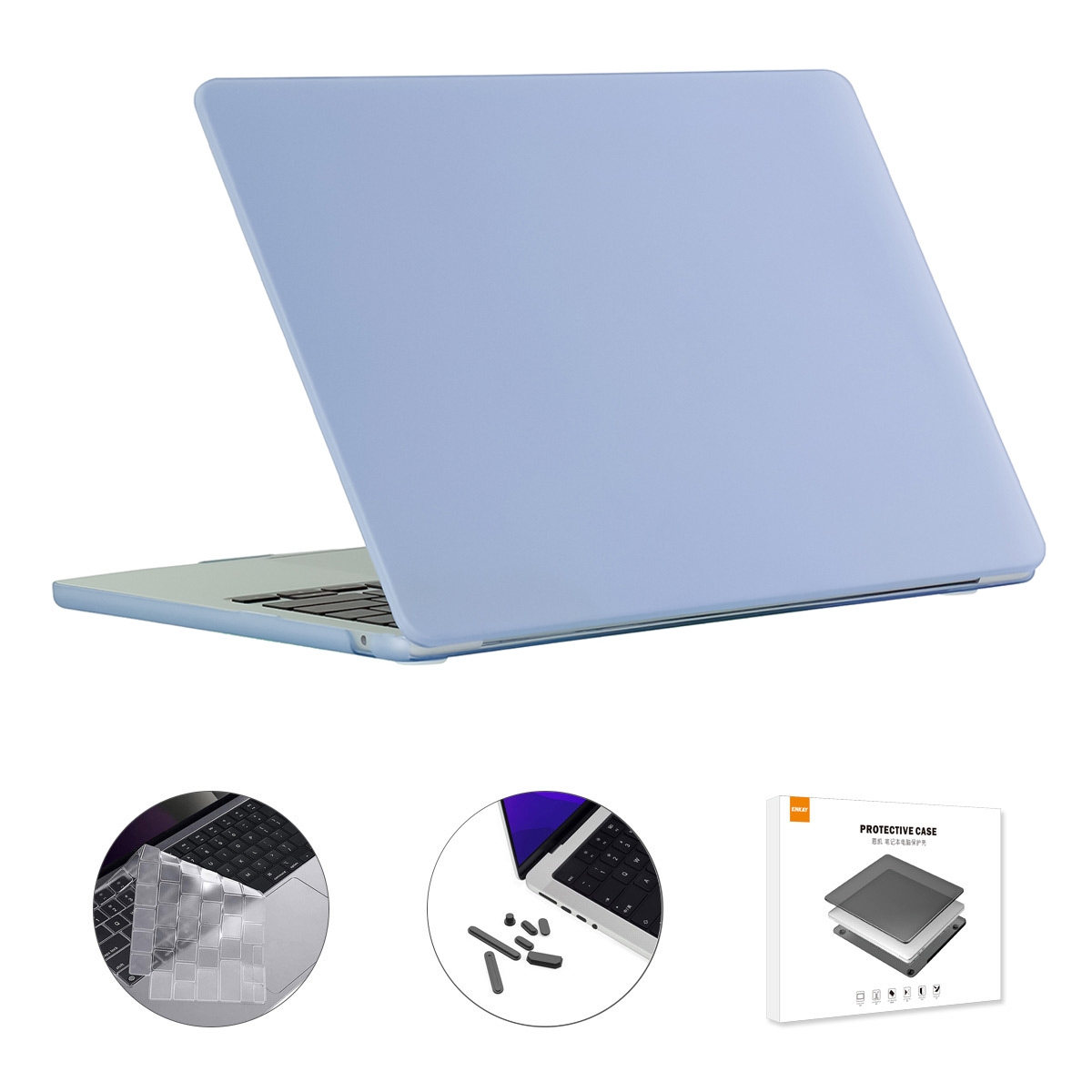 For MacBook Air 15.3 A2941 ENKAY EU Version 3 in 1 Matte Protective Case with TPU Keyboard Film & Anti-dust Plugs(Sierra Blue) - Shopkiz.com