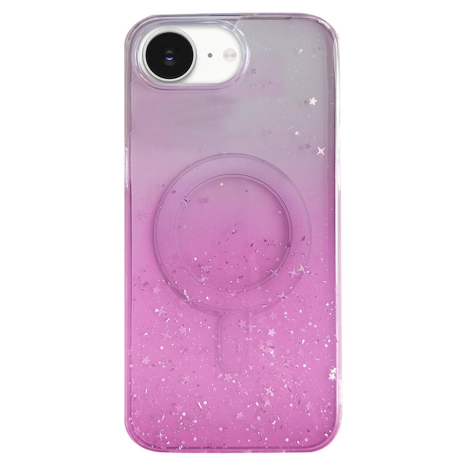 For iPhone 17e / 16e Glitter MagSafe Hybrid Clear TPU Phone Case(Pink) - Shopkiz.com