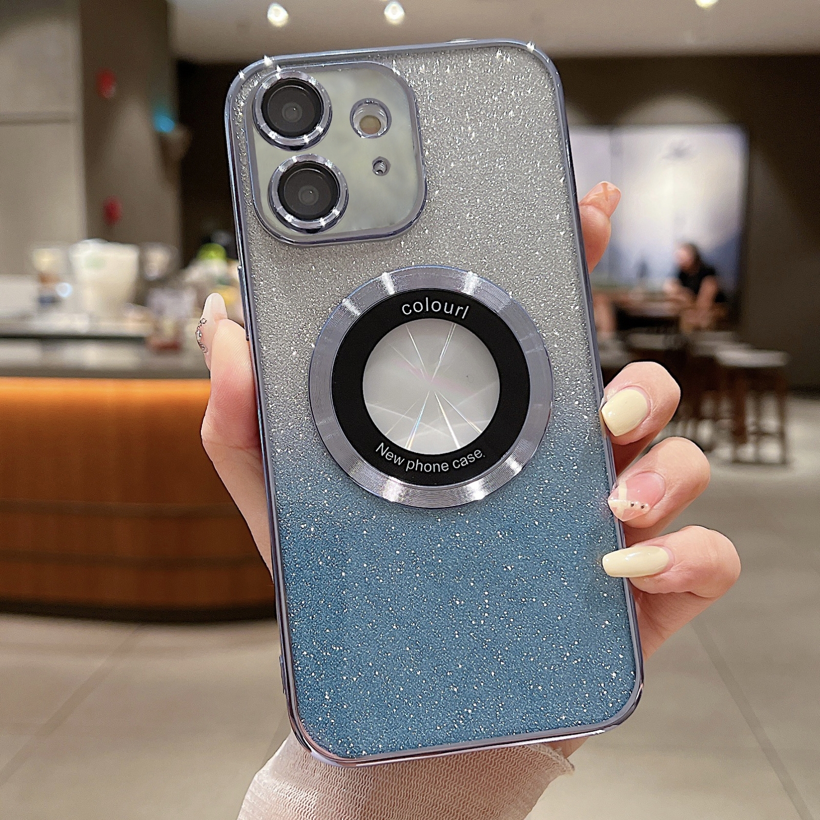 For iPhone 12 Gradient Glitter Electroplating MagSafe TPU Phone Case(Blue) - Shopkiz.com