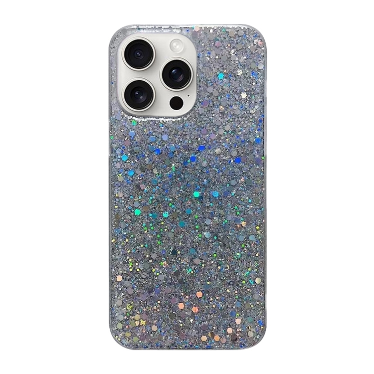 For iPhone 16 Pro Glitter Sequins Epoxy TPU Phone Case(Silver) - Shopkiz.com