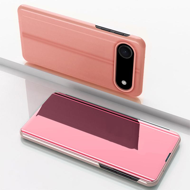 For iPhone Air Plated Mirror Horizontal Flip Leather Phone Case with Holder(Rose Gold) - Shopkiz.com