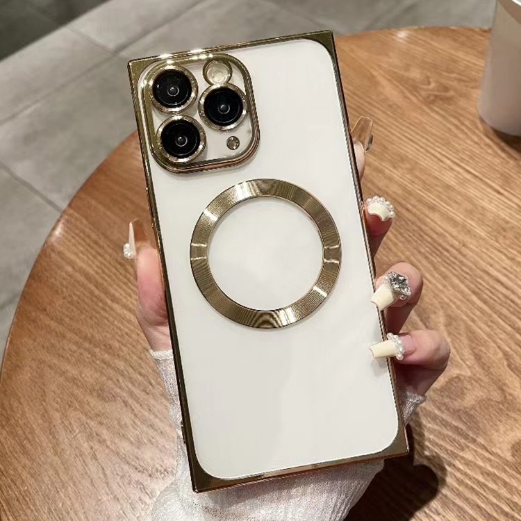 For iPhone 11 Pro Max Square Magsafe Electroplating TPU Phone Case(Golden) - Shopkiz.com