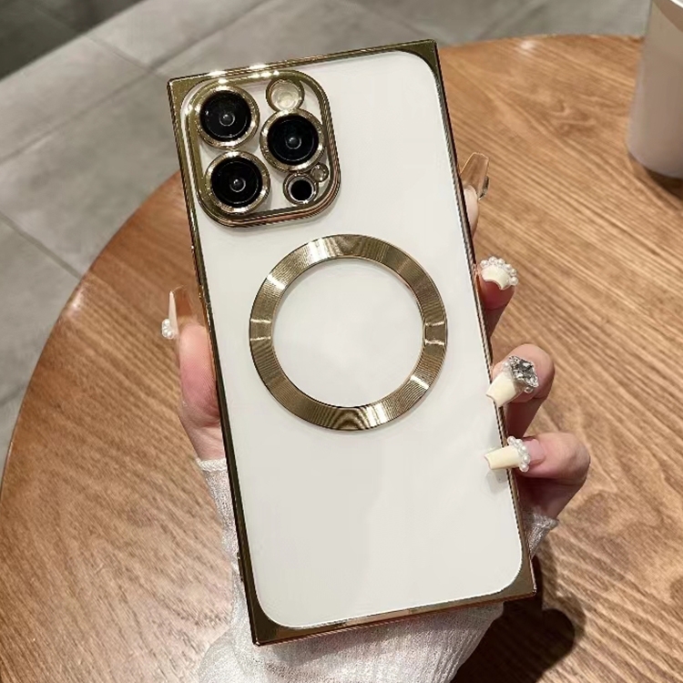 For iPhone 12 Pro Max Square Magsafe Electroplating TPU Phone Case(Golden) - Shopkiz.com