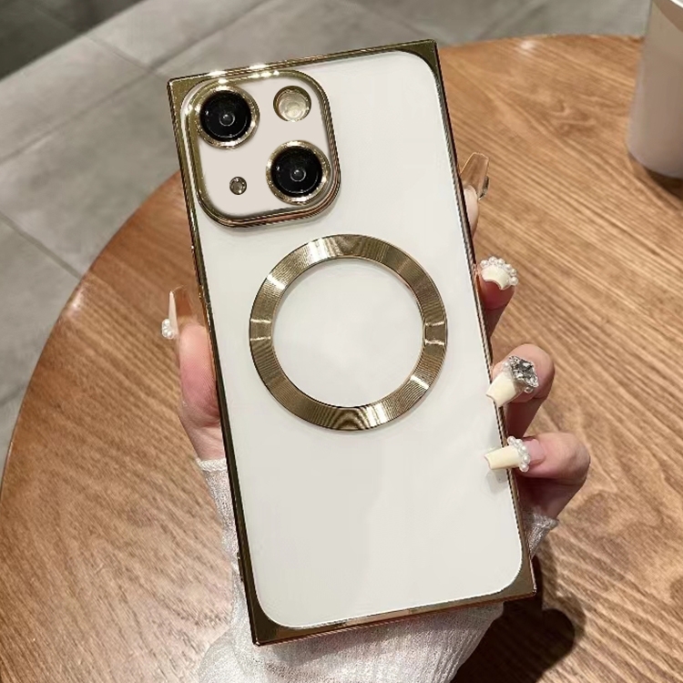 For iPhone 13 Square Magsafe Electroplating TPU Phone Case(Golden) - Shopkiz.com