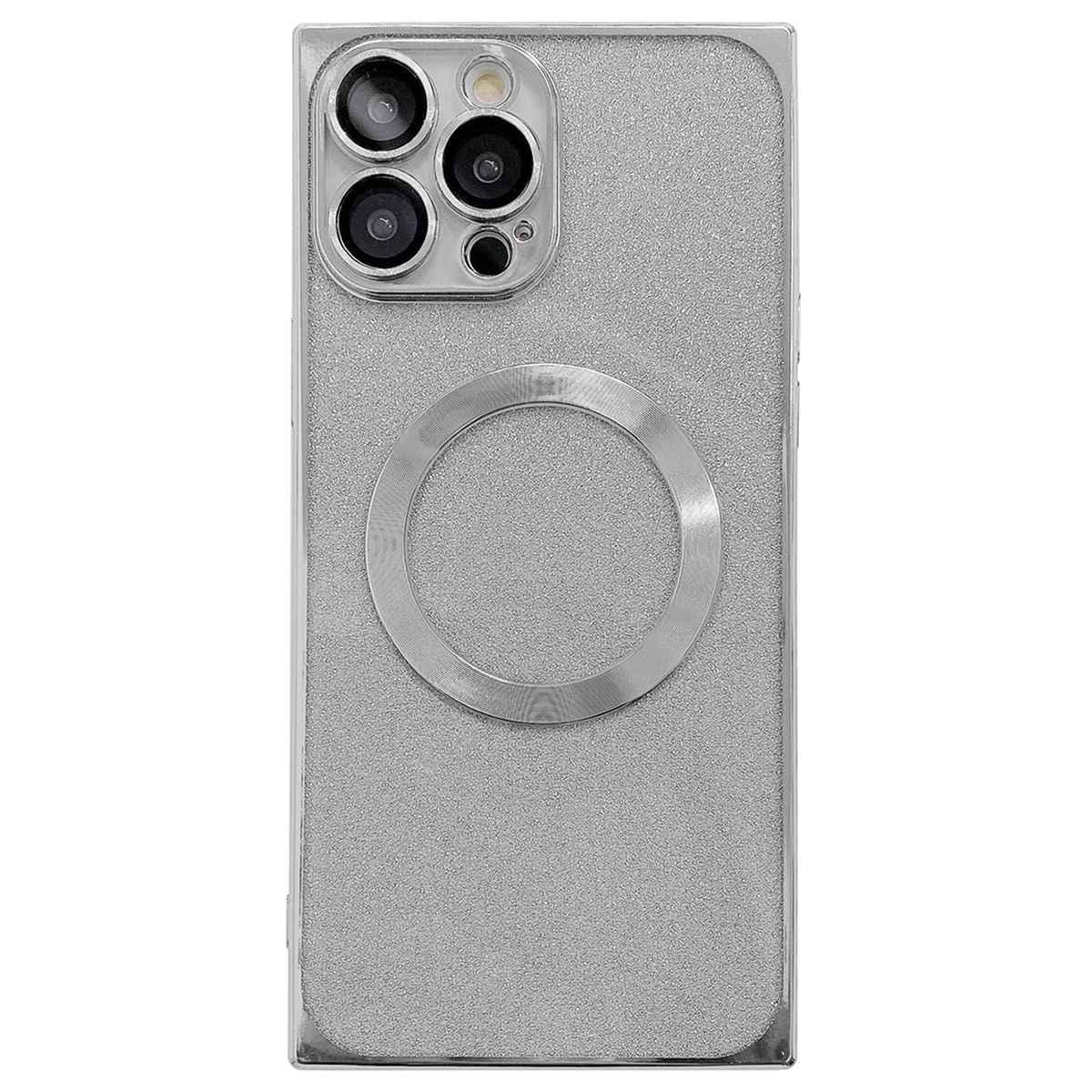For iPhone 12 Pro Max Square Gradient Magsafe Electroplating TPU Phone Case(Silver) - Shopkiz.com