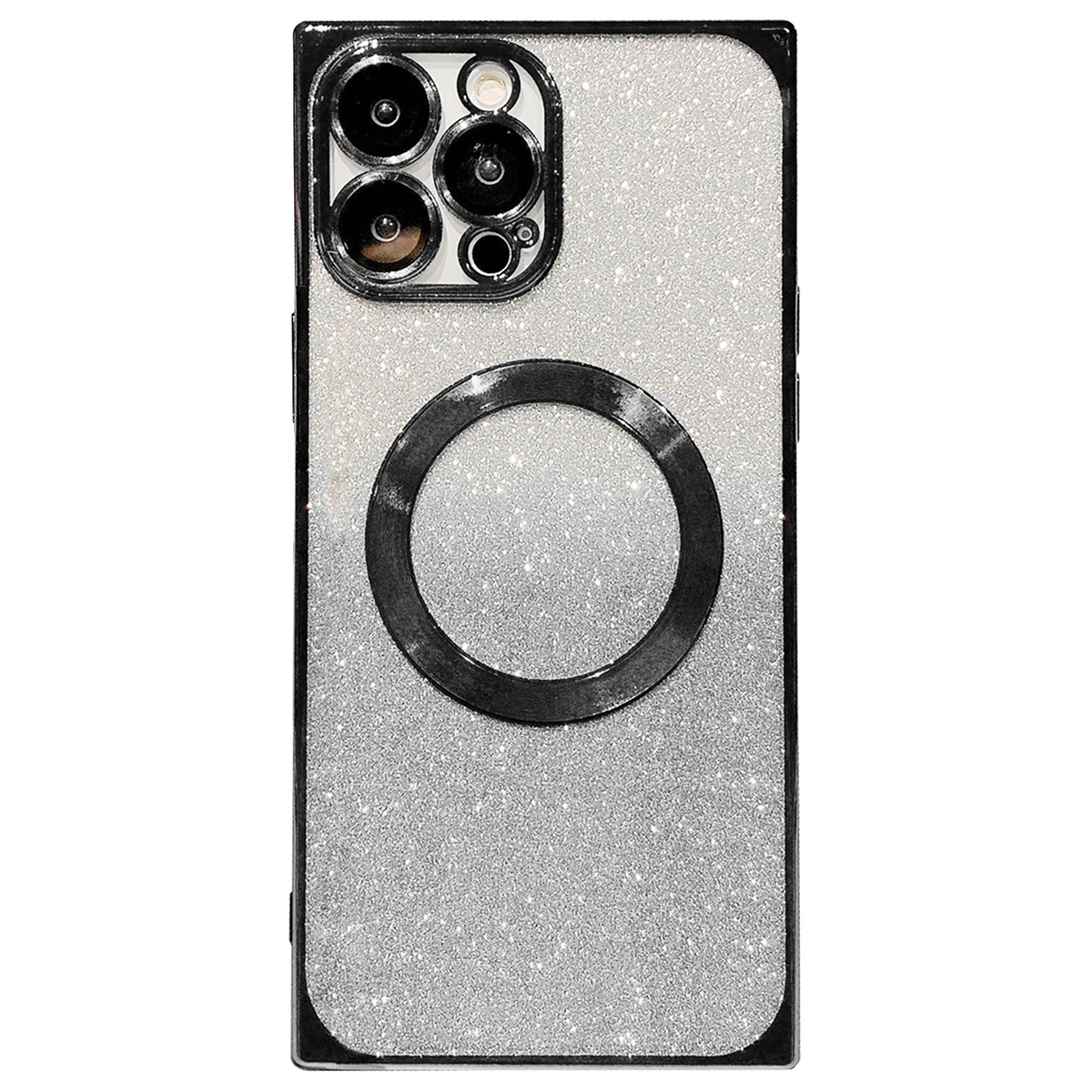 For iPhone 12 Pro Square Gradient Magsafe Electroplating TPU Phone Case(Black) - Shopkiz.com