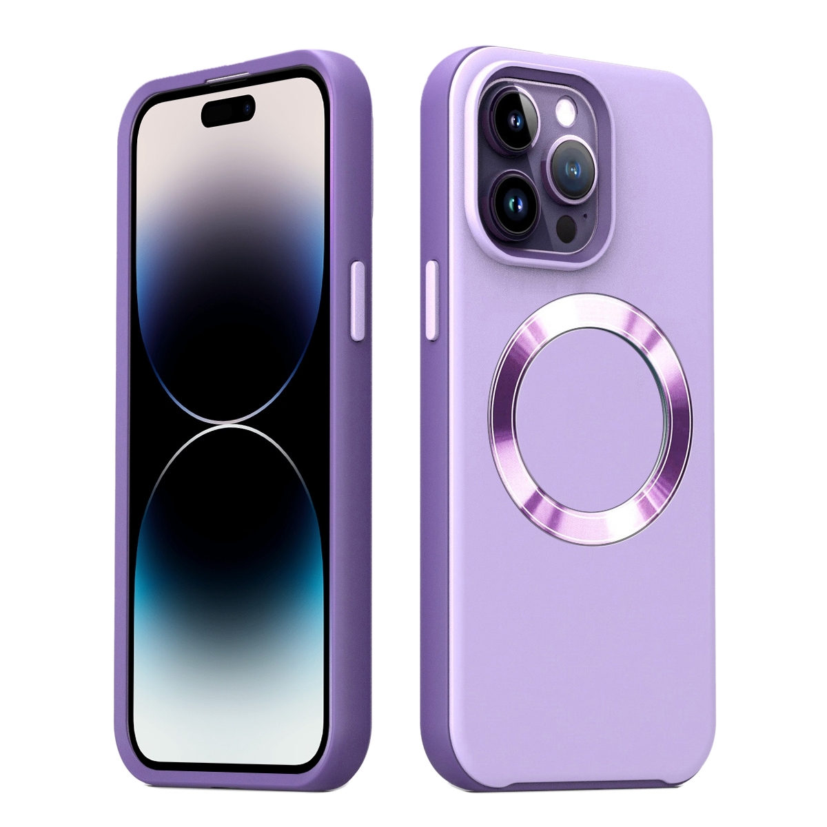 For iPhone 15 Pro Max CD Pattern Magsafe PC Phone Case(Purple) - Shopkiz.com