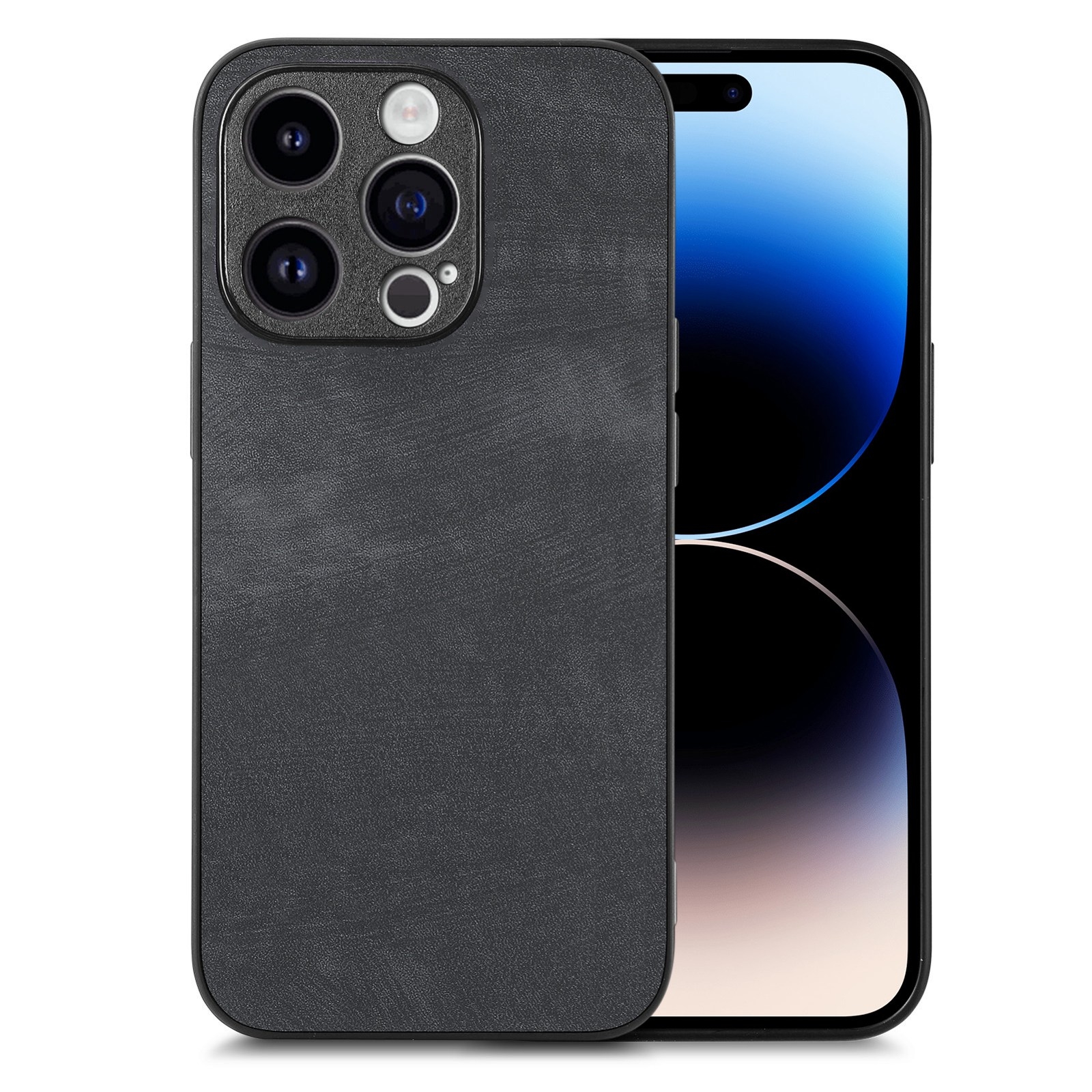 For iPhone 14 Pro Vintage Leather PC Back Cover Phone Case(Black) - Shopkiz.com