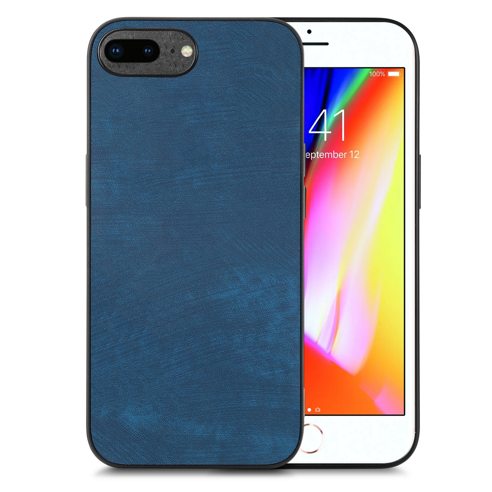 For iPhone 7 Plus / 8 Plus Vintage Leather PC Back Cover Phone Case(Blue) - Shopkiz.com