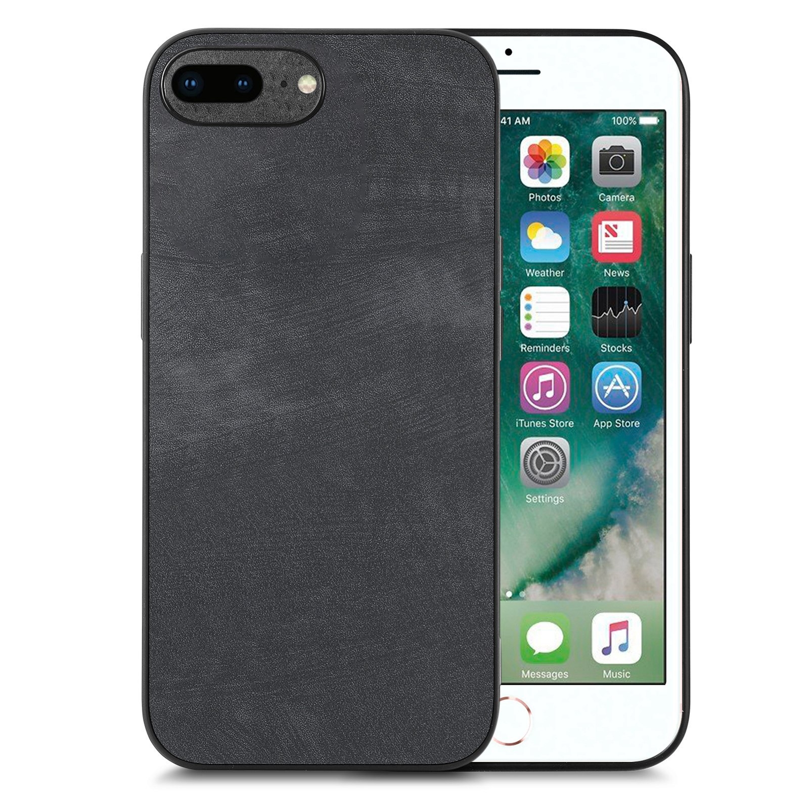For iPhone 6 Plus / 6s Plus Vintage Leather PC Back Cover Phone Case(Black) - Shopkiz.com
