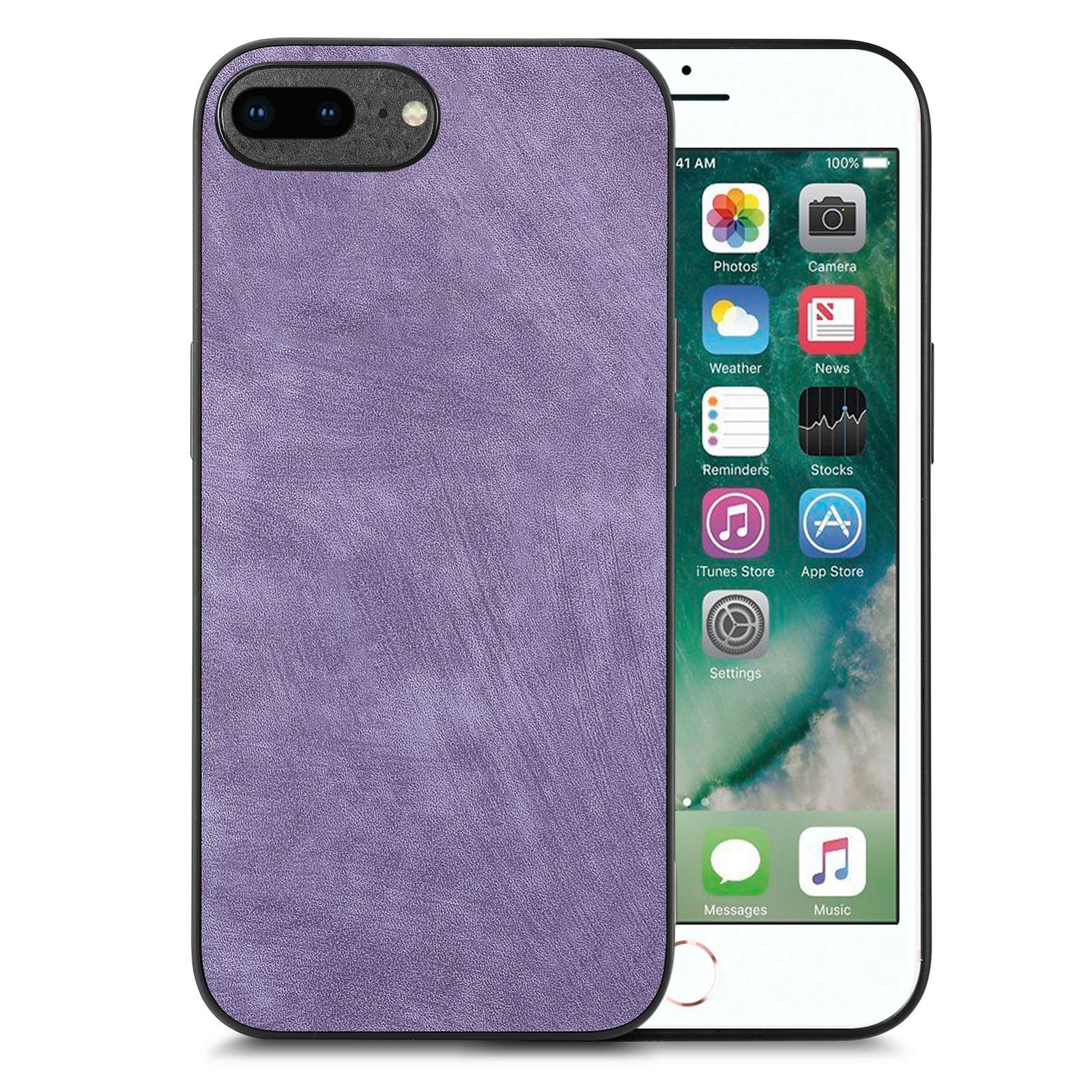 For iPhone 6 Plus / 6s Plus Vintage Leather PC Back Cover Phone Case(Purple) - Shopkiz.com