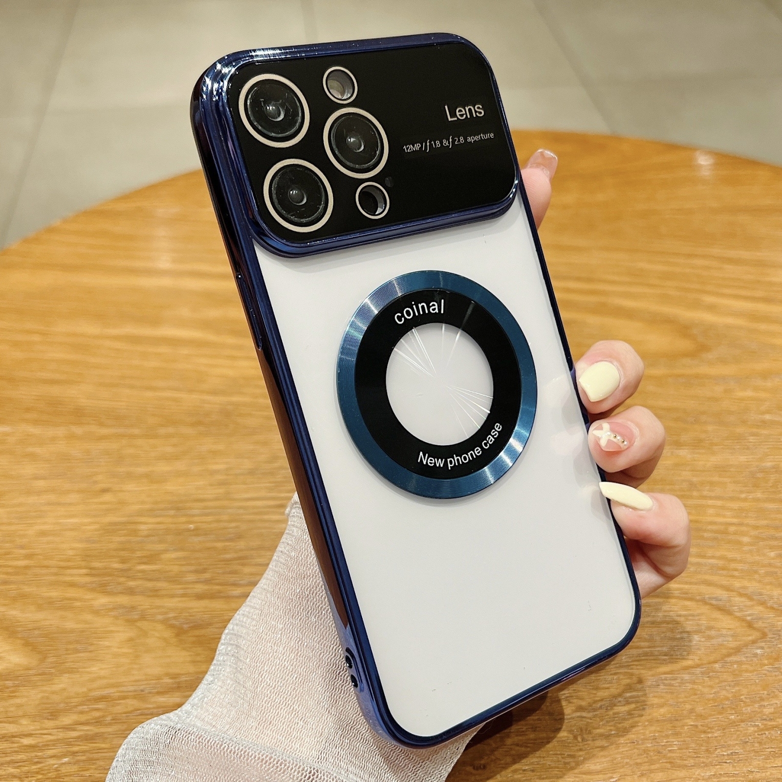 For iPhone 14 Pro Large Window Magsafe Electroplating TPU Phone Case(Navy Blue) - Shopkiz.com