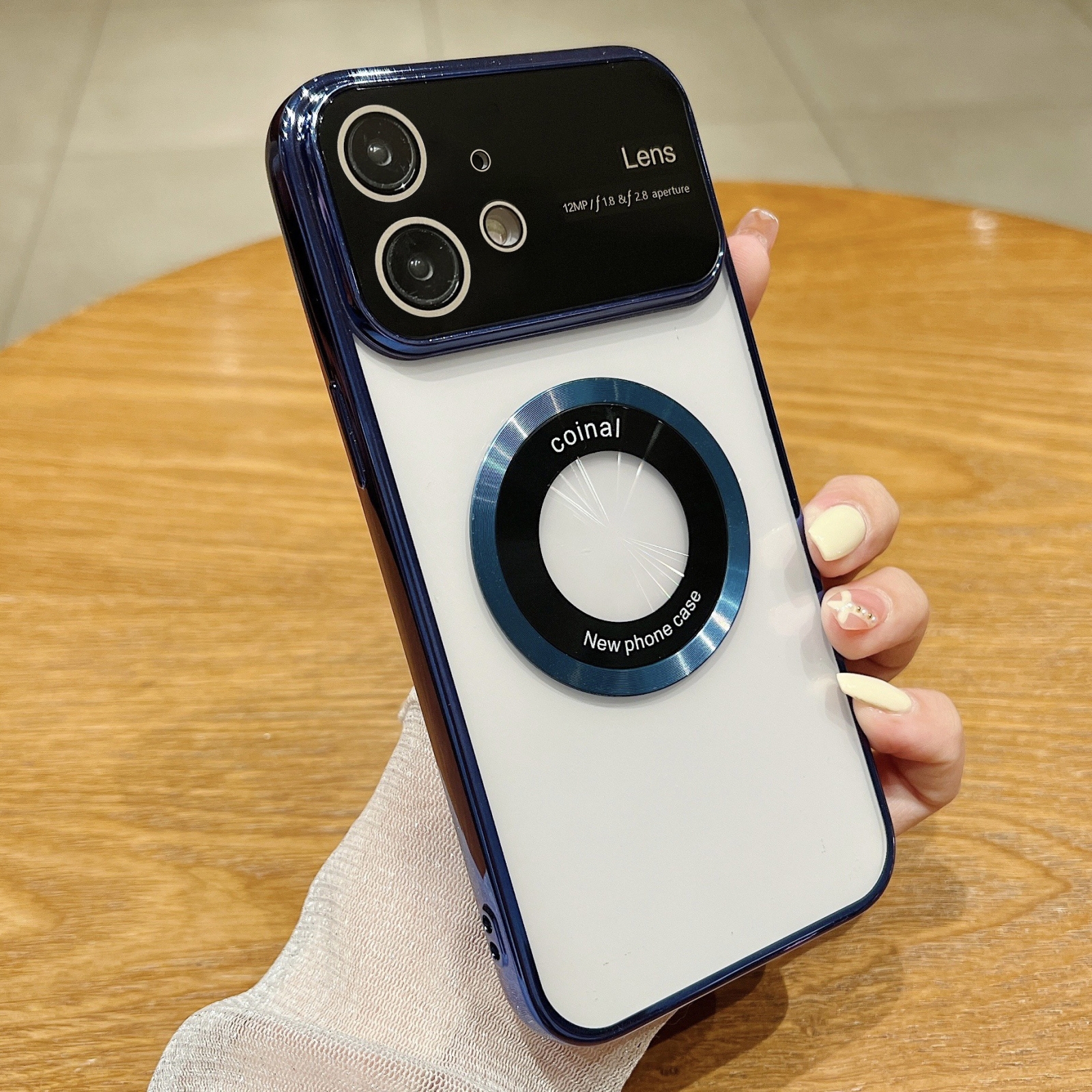 For iPhone 11 Large Window Magsafe Electroplating TPU Phone Case(Navy Blue) - Shopkiz.com