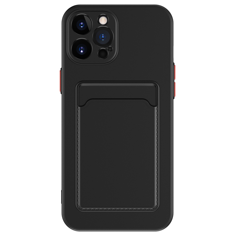 For iPhone 15 Pro Skin Feel Card Contrast Color Button TPU Phone Case(Black) - Shopkiz.com