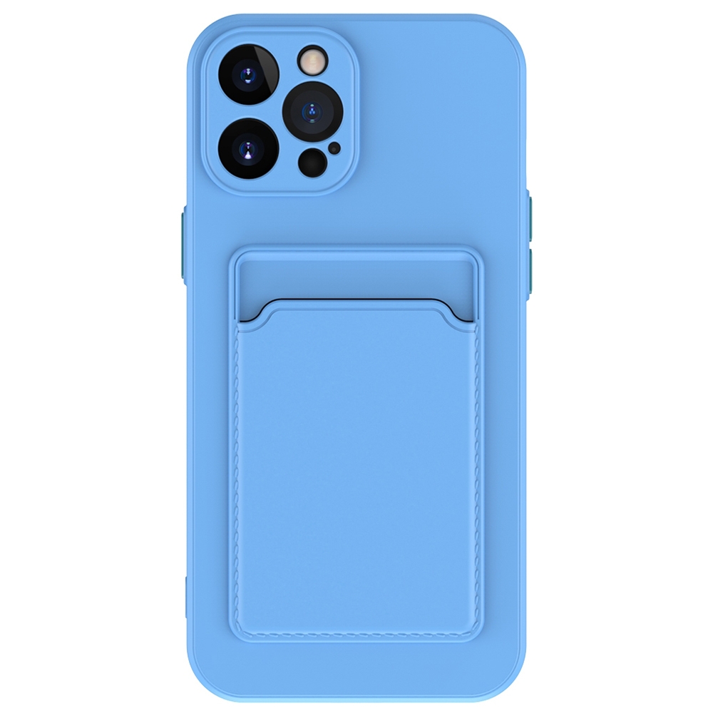 For iPhone 15 Pro Skin Feel Card Contrast Color Button TPU Phone Case(Sky Blue) - Shopkiz.com