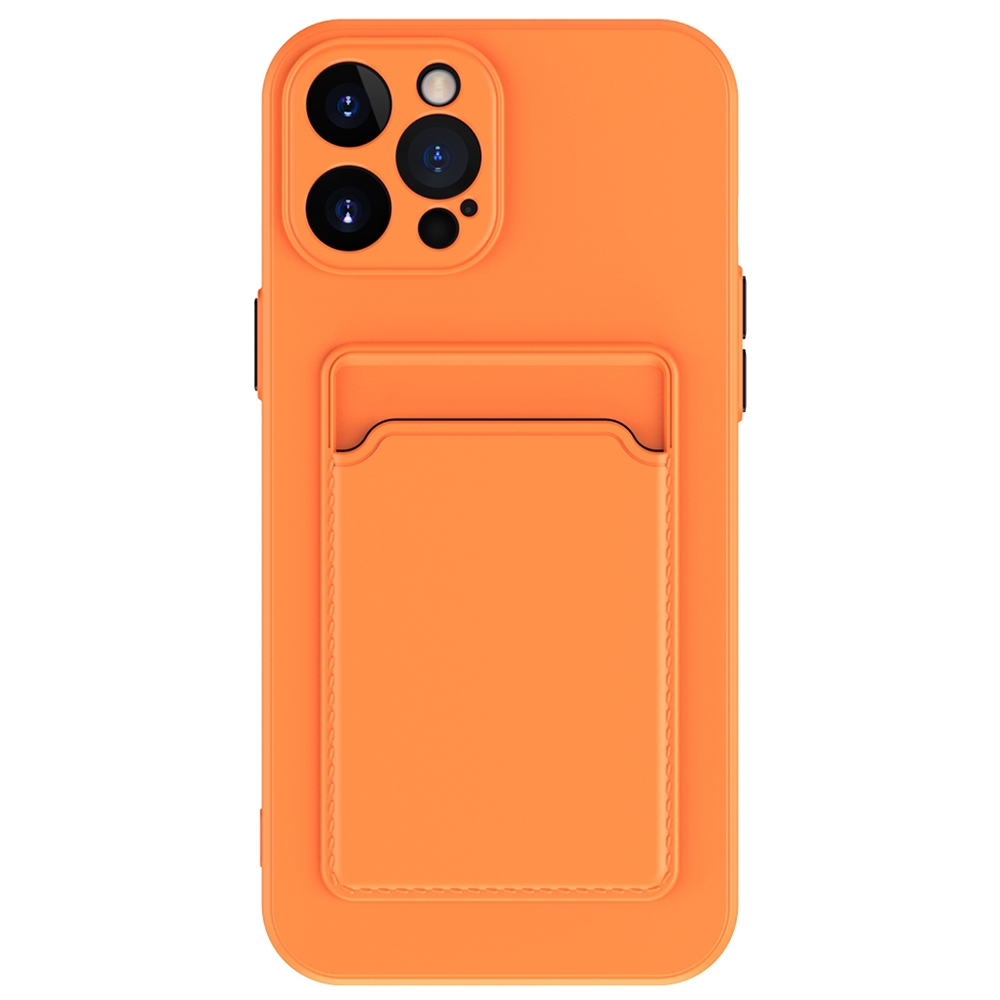 For iPhone 15 Pro Max Skin Feel Card Contrast Color Button TPU Phone Case(Orange) - Shopkiz.com