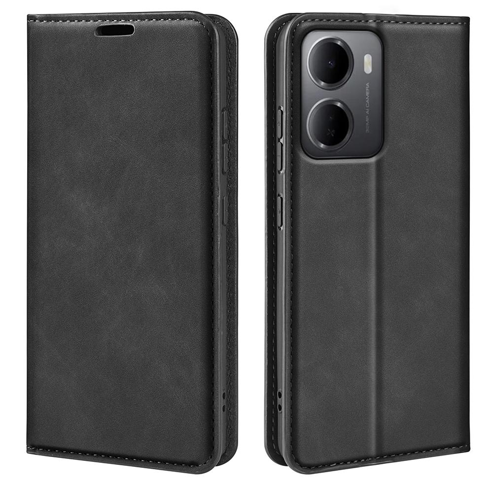 For Redmi 15a 5G Retro-skin Magnetic Suction Leather Phone Case(Black) - Shopkiz.com