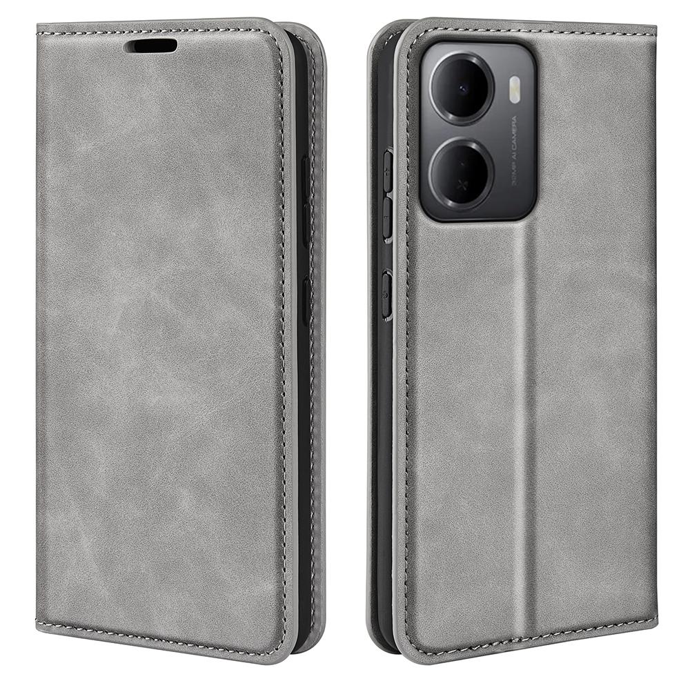 For Redmi 15a 5G Retro-skin Magnetic Suction Leather Phone Case(Grey) - Shopkiz.com