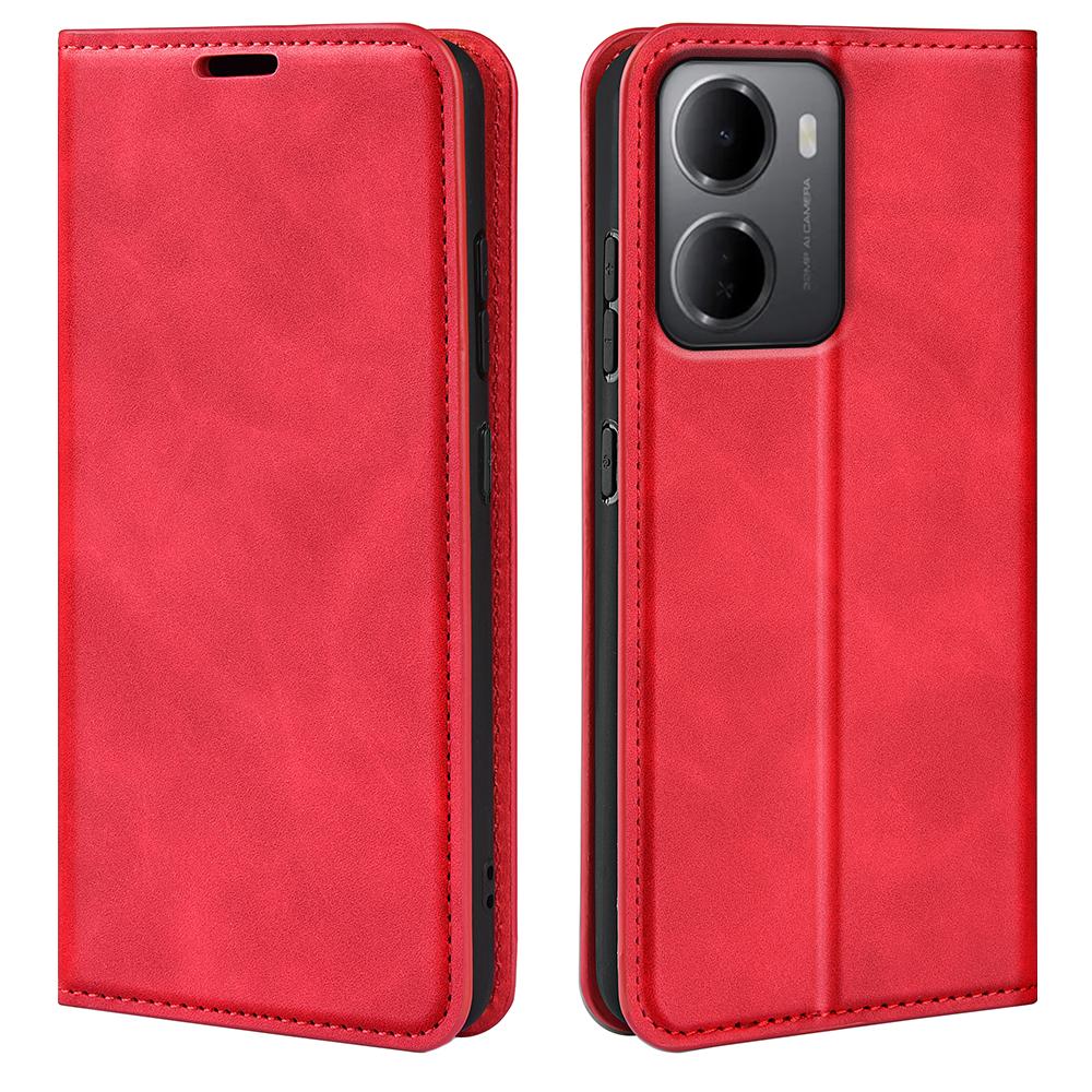 For Redmi 15a 5G Retro-skin Magnetic Suction Leather Phone Case(Red) - Shopkiz.com