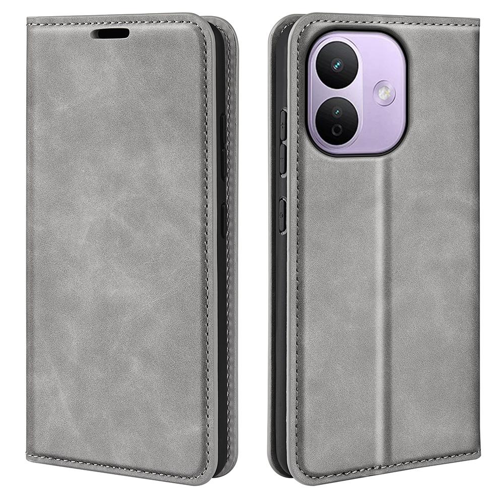 For Redmi Note 17 Pro Max 5G Global 163mm Retro-skin Magnetic Suction Leather Phone Case(Grey) - Shopkiz.com