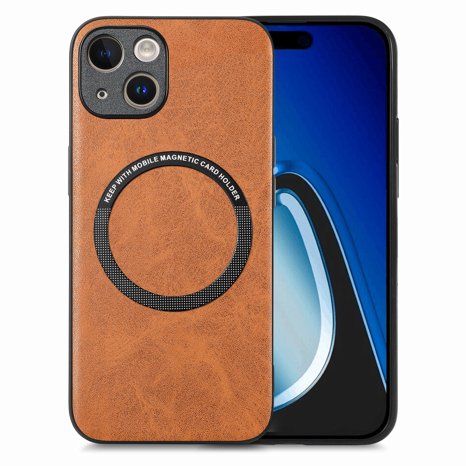 For iPhone 15 Solid Color Leather Skin Back Phone Case(Brown) - Shopkiz.com