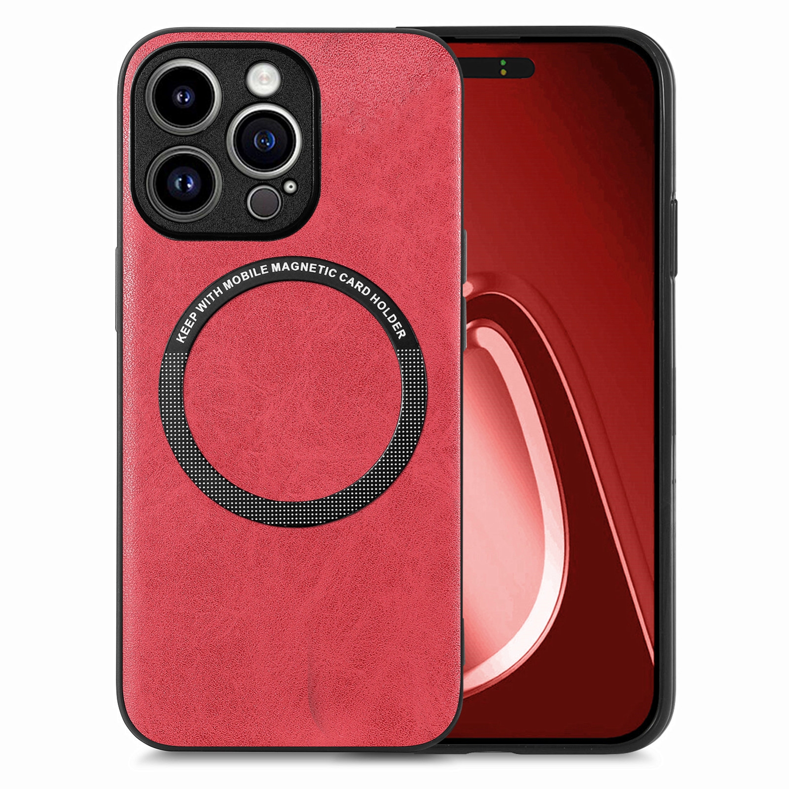 For iPhone 15 Pro Solid Color Leather Skin Back Phone Case(Red) - Shopkiz.com