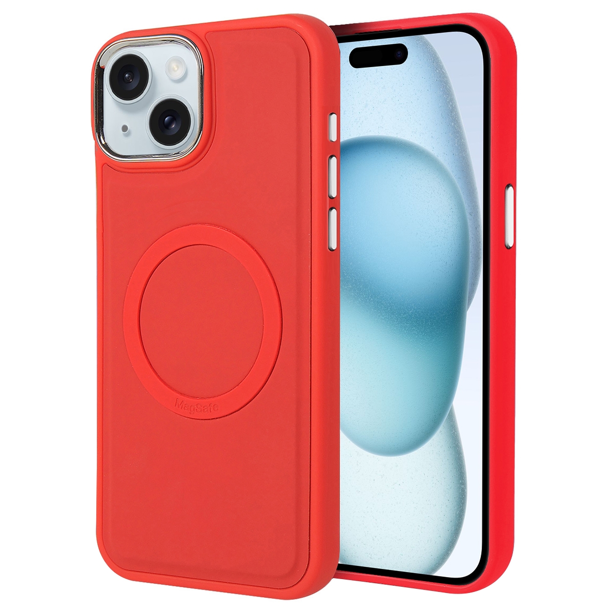 For iPhone 15 Plus Imitation Liquid Skin Feel Plating Magsafe Phone Case(Red) - Shopkiz.com