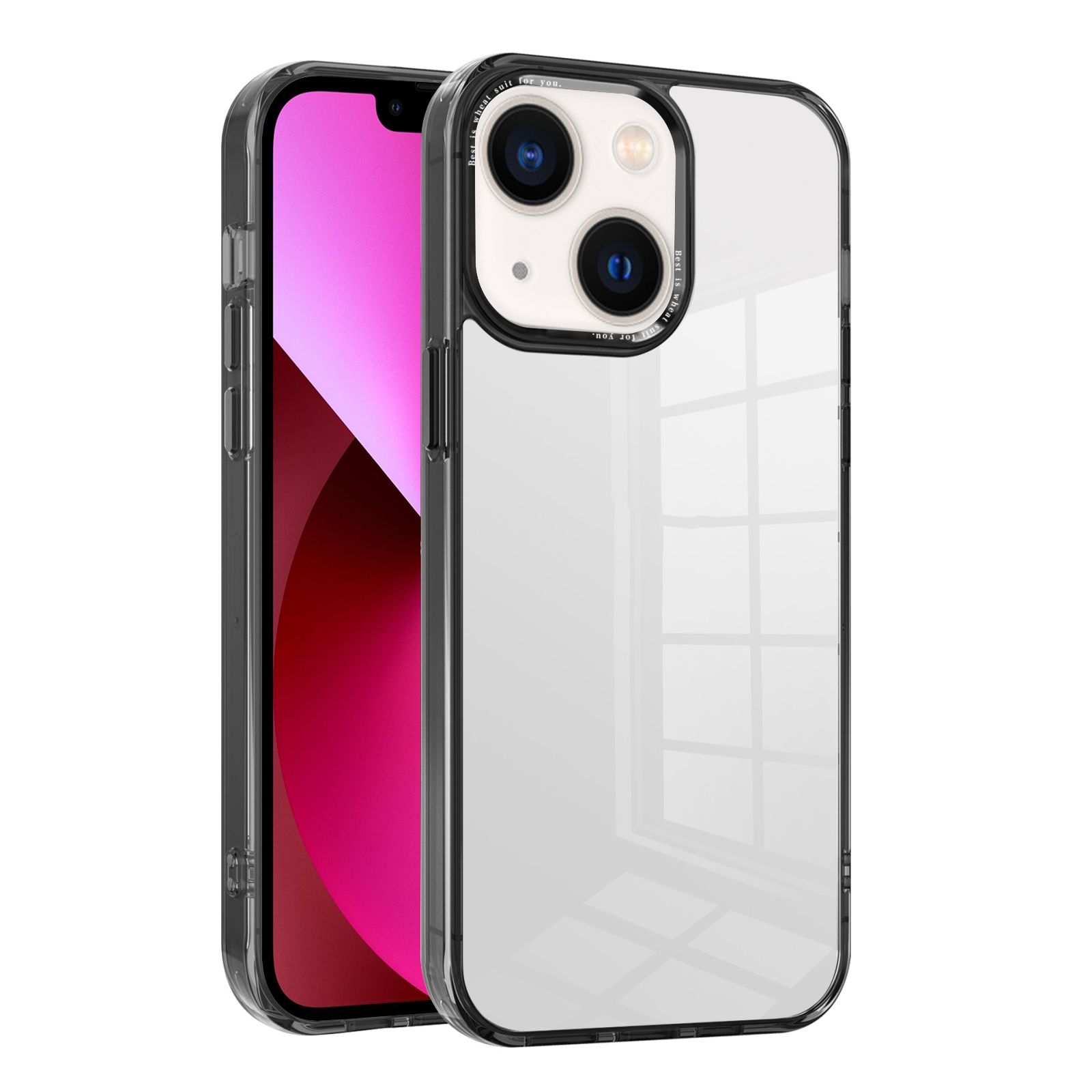 For iPhone 13 Ice Color Clear PC Hybrid TPU Phone Case(Black) - Shopkiz.com